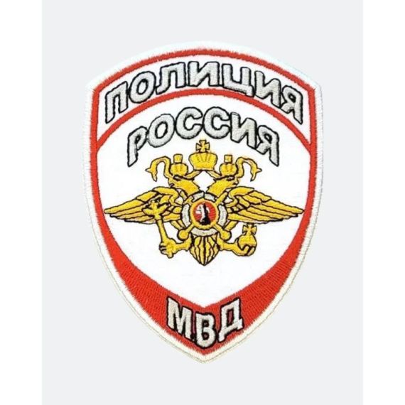 Нарукавный знак ПОЛИЦИЯ (ОРЁЛ) 100мм, Белый/Красный 