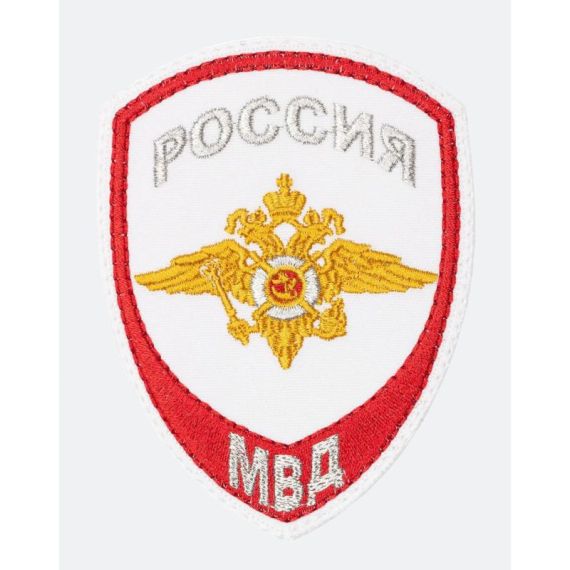 Нарукавный знак РОССИЯ-МВД (ОРЁЛ) 100 мм, Белый/Красный