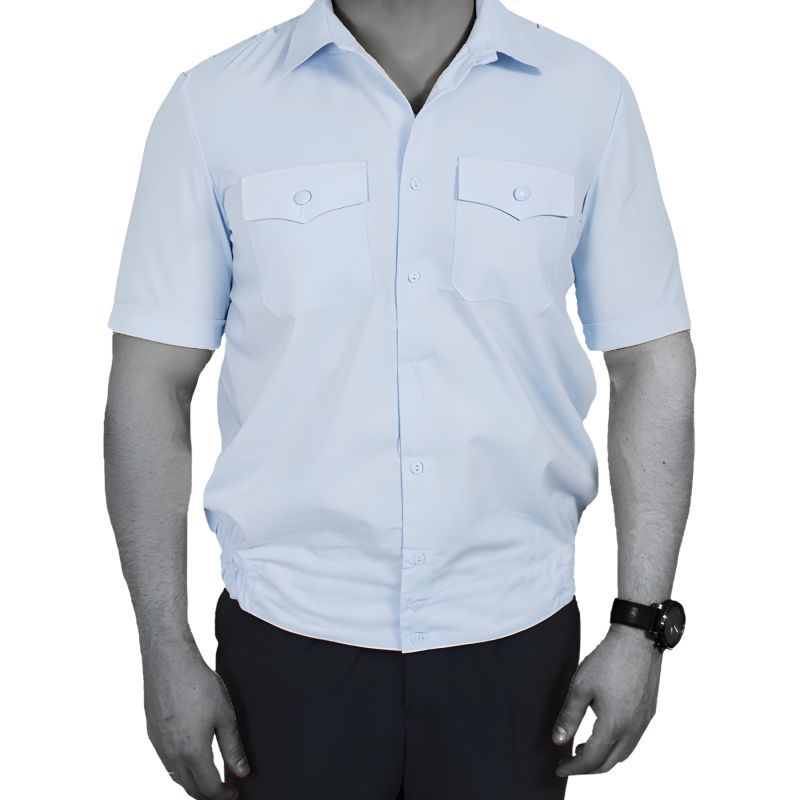 Рубашка ПОЛИЦИЯ  к/р на резинке, Св. голубая